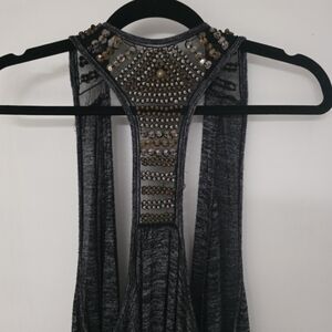 Daytrip Charcoal Boho Vest with Bronze Studs